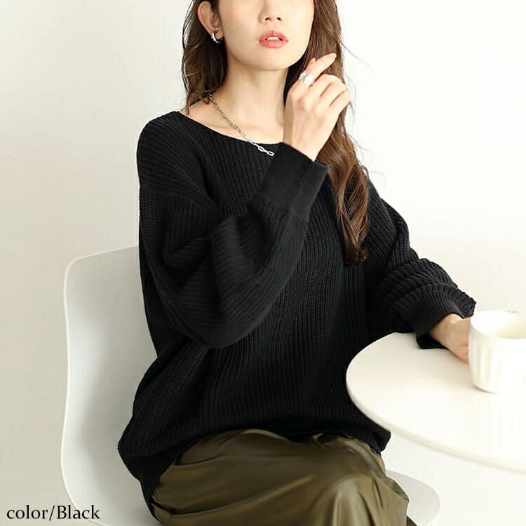大きいサイズ レディース ボートネックドルマンリブニット　wn-0203