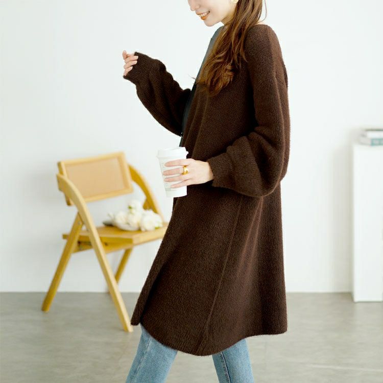 大きいサイズ レディース Vネックニットチュニックワンピース　fem-540