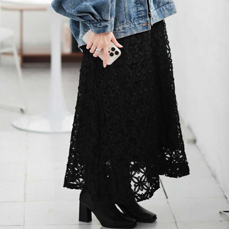 大きいサイズ レディース 刺繍チュール切り替えパワショルワンピース　maru-30099