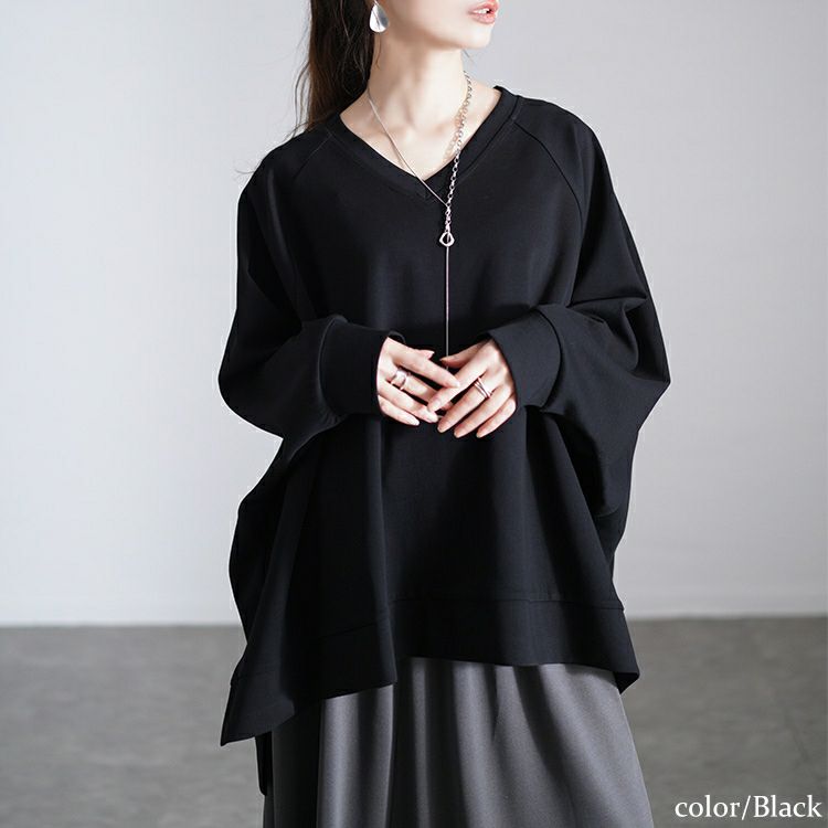 大きいサイズ レディース Vネックワイドドルマンプルオーバー　maru-30078