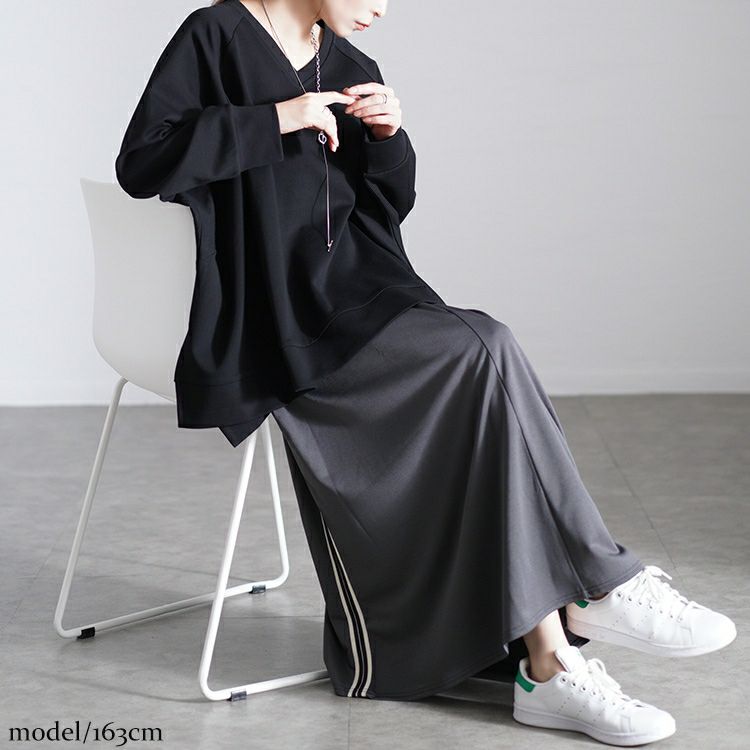 大きいサイズ レディース Vネックワイドドルマンプルオーバー　maru-30078