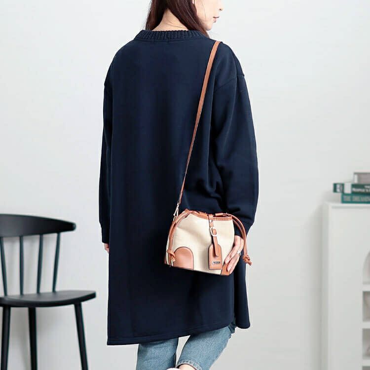 大きいサイズ レディース 裏起毛ケーブルニットポケットチュニック　cast-1648040