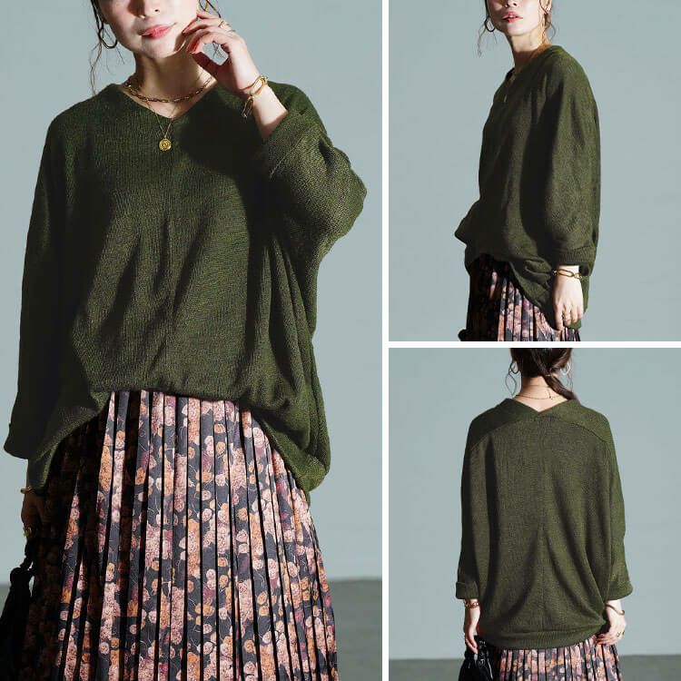 大きいサイズ レディース Vネックワイドドルマンプルオーバー　cast-5548020