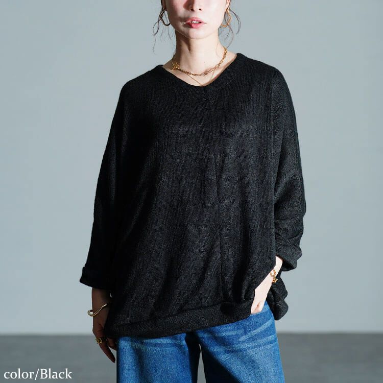 大きいサイズ レディース Vネックワイドドルマンプルオーバー　cast-5548020