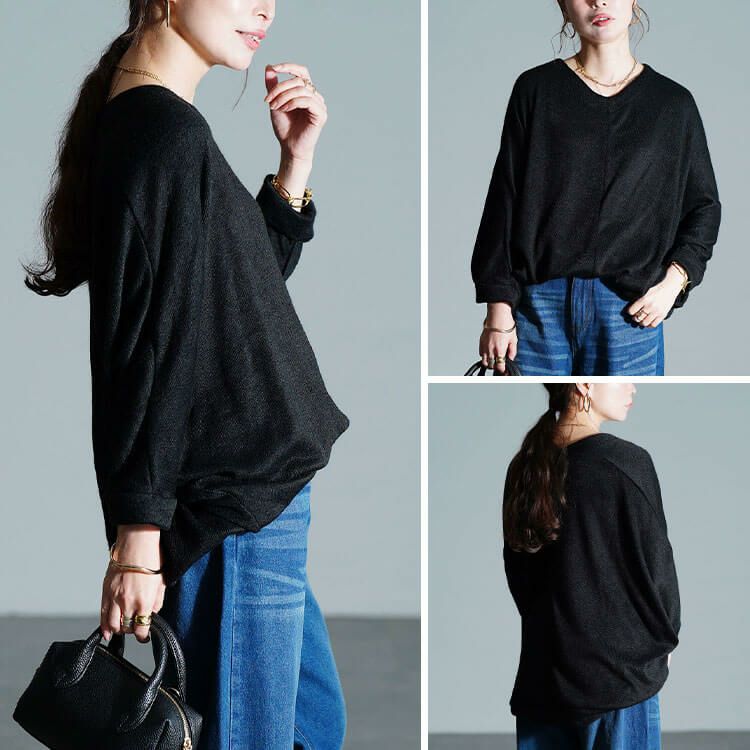 大きいサイズ レディース Vネックワイドドルマンプルオーバー　cast-5548020
