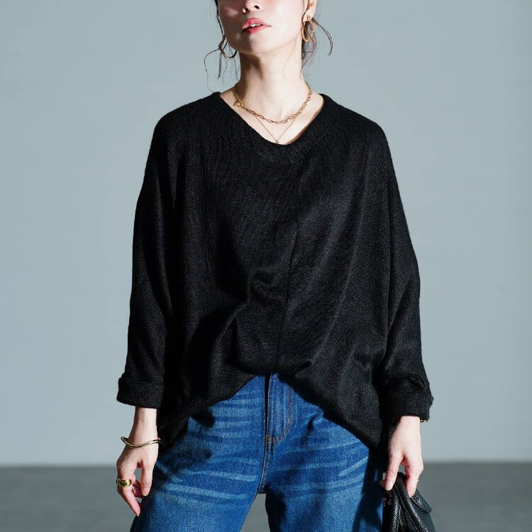 大きいサイズ レディース Vネックワイドドルマンプルオーバー　cast-5548020
