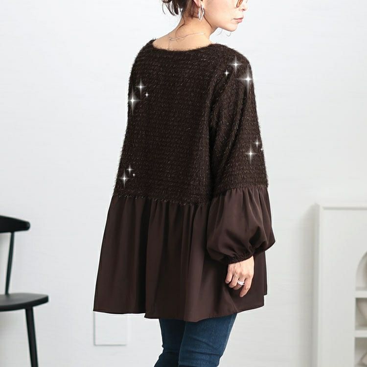 大きいサイズ レディース ヴィラーゴスリーブ異素材チュニック　fem-547