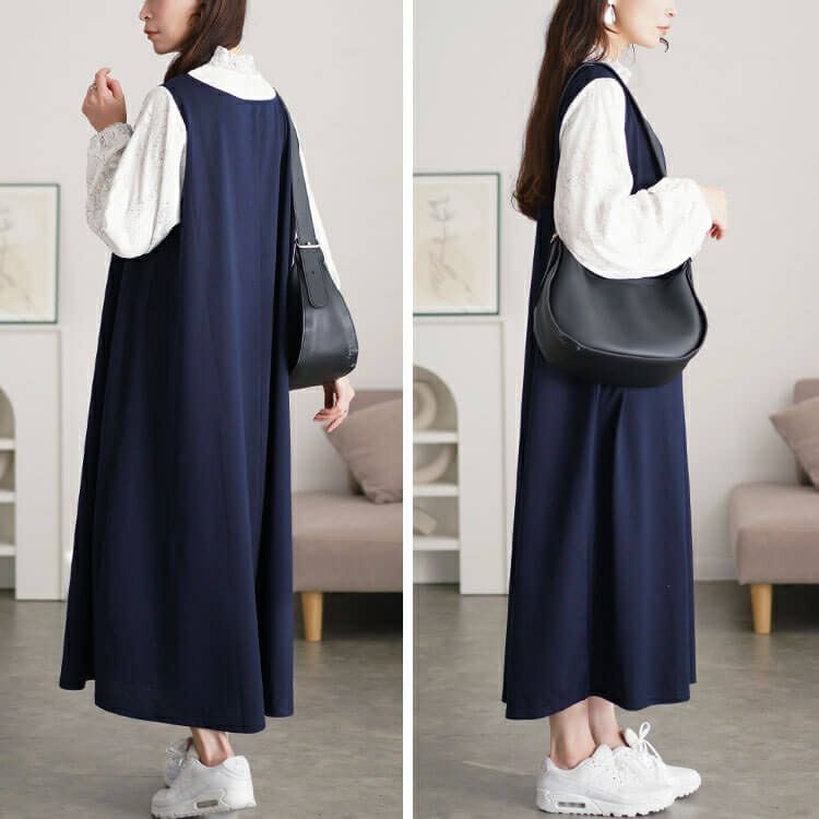 大きいサイズ レディース レースブラウスドッキングワンピース　fem-544