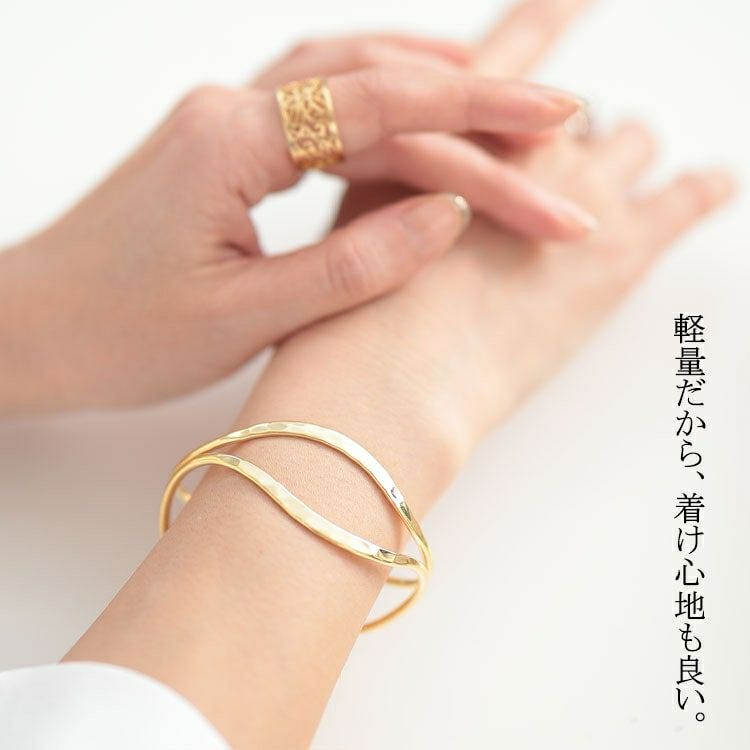 大きいサイズ レディース 2連ウェーブバングル　okbg265-38 【メール便可】