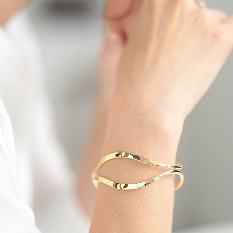 大きいサイズ レディース 2連ウェーブバングル　okbg265-38 【メール便可】