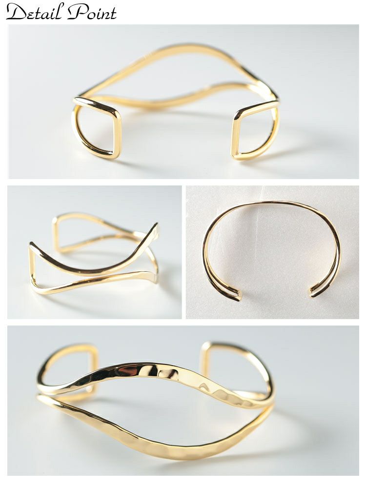 大きいサイズ レディース 2連ウェーブバングル　okbg265-38 【メール便可】