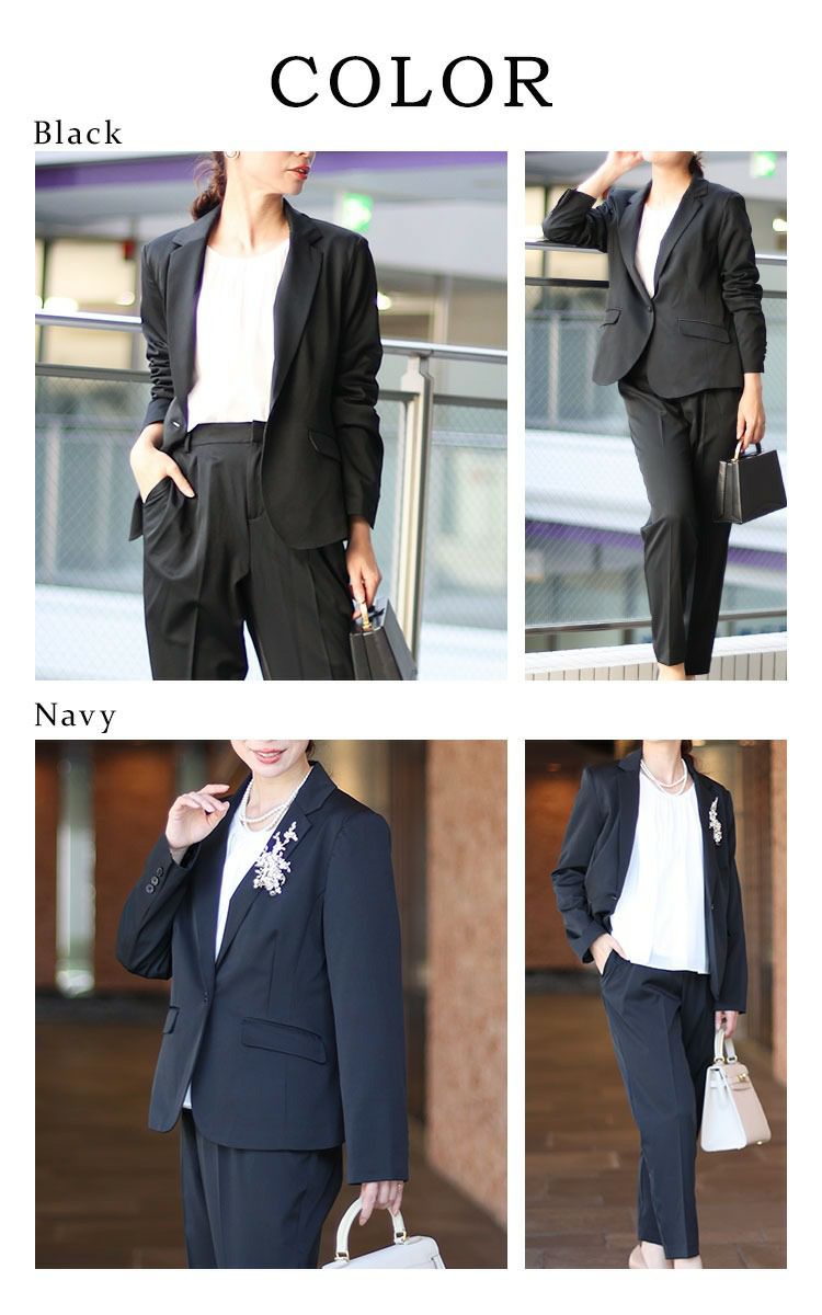 大きいサイズ レディース テーラードジャケット＆ブラウス＆パンツ3点セットスーツ　mnst-542202