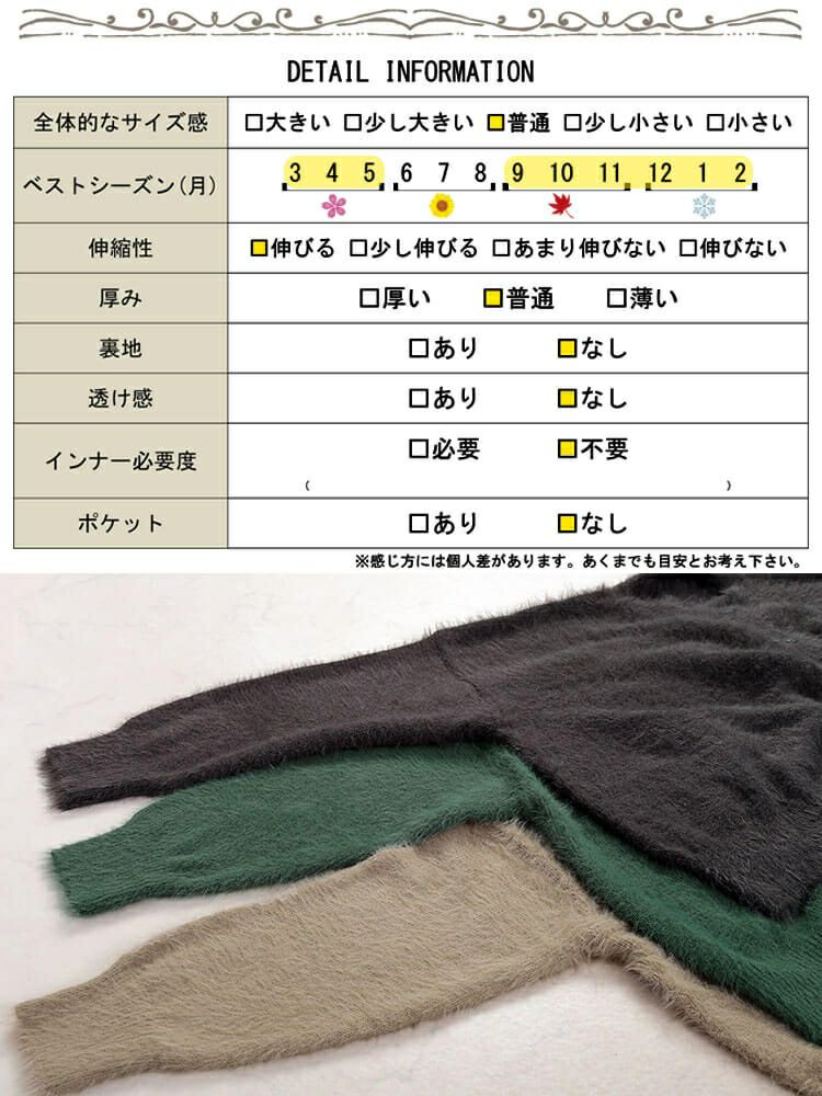 大きいサイズ レディース シャギーニットクロップドカーディガン　maru-20003