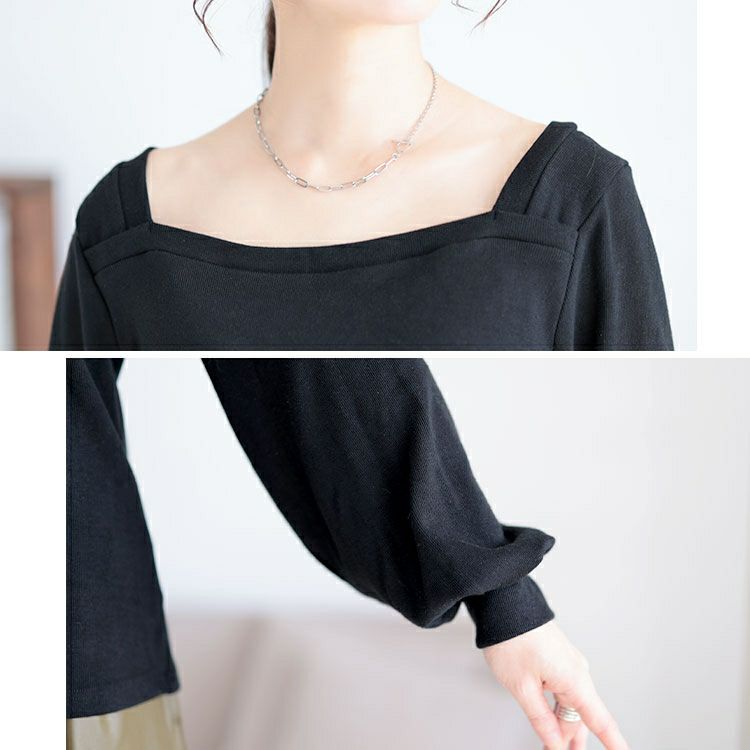 大きいサイズ レディース ボリューム袖スクエアネックプルオーバー　jp518