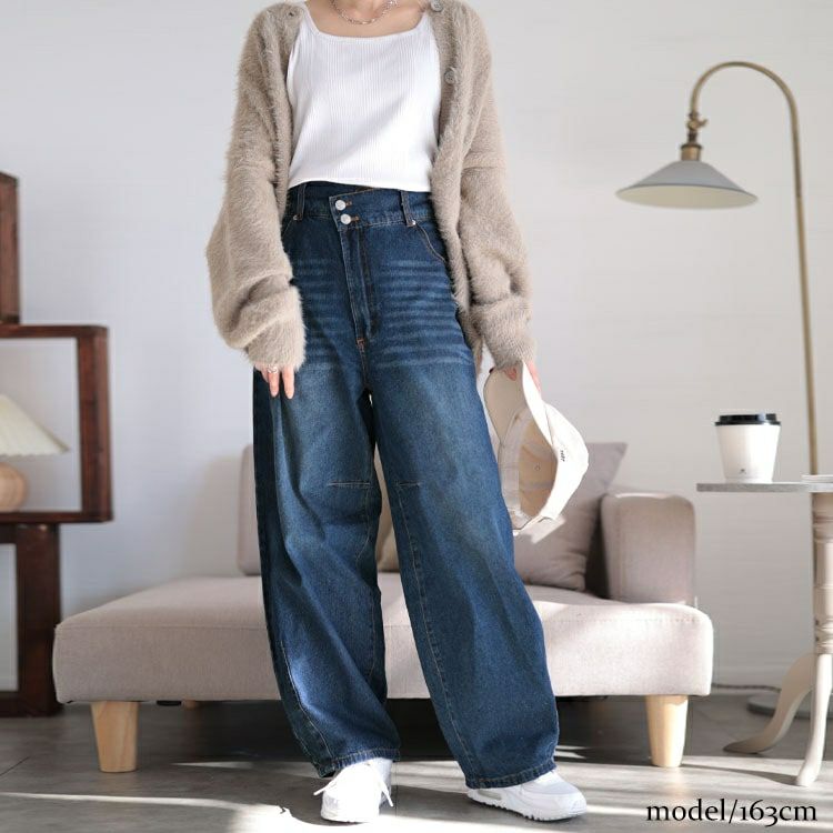 大きいサイズ レディース コットンデニムカーブパンツ　jp511