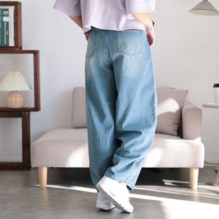 大きいサイズ レディース コットンデニムカーブパンツ　jp511