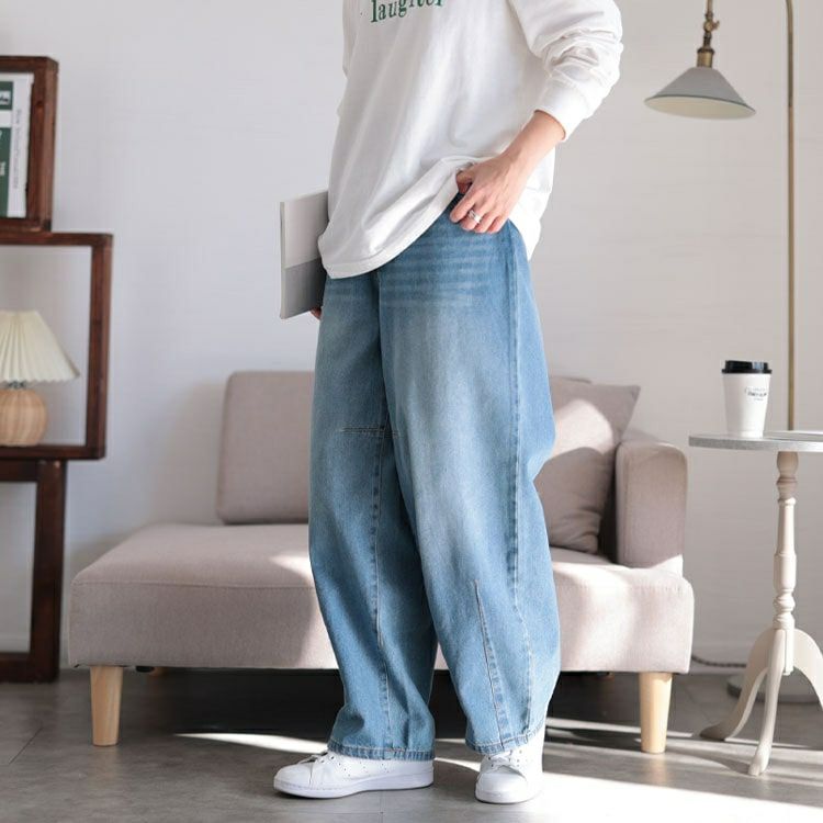 大きいサイズ レディース コットンデニムカーブパンツ　jp511