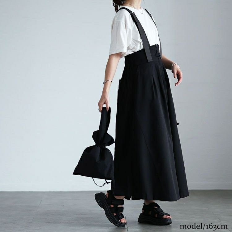大きいサイズ レディース ショルダーベルトフレアジャンパースカート　sw-0684