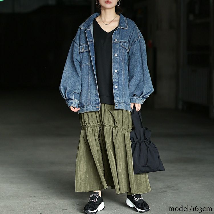 大きいサイズ レディース 異素材ドッキングギャザーワンピース　nw-24042