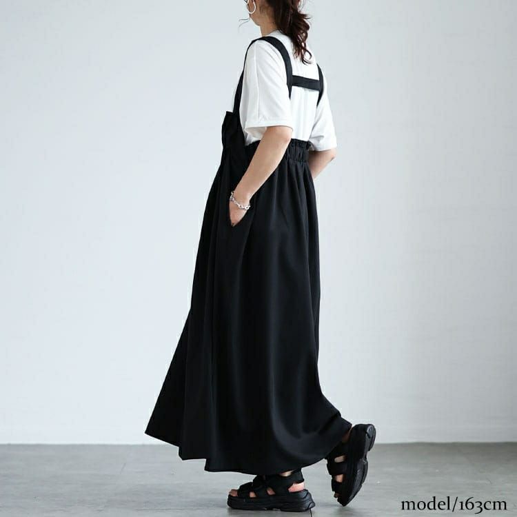 大きいサイズ レディース 胸タックフレアジャンパースカート　nw-24045