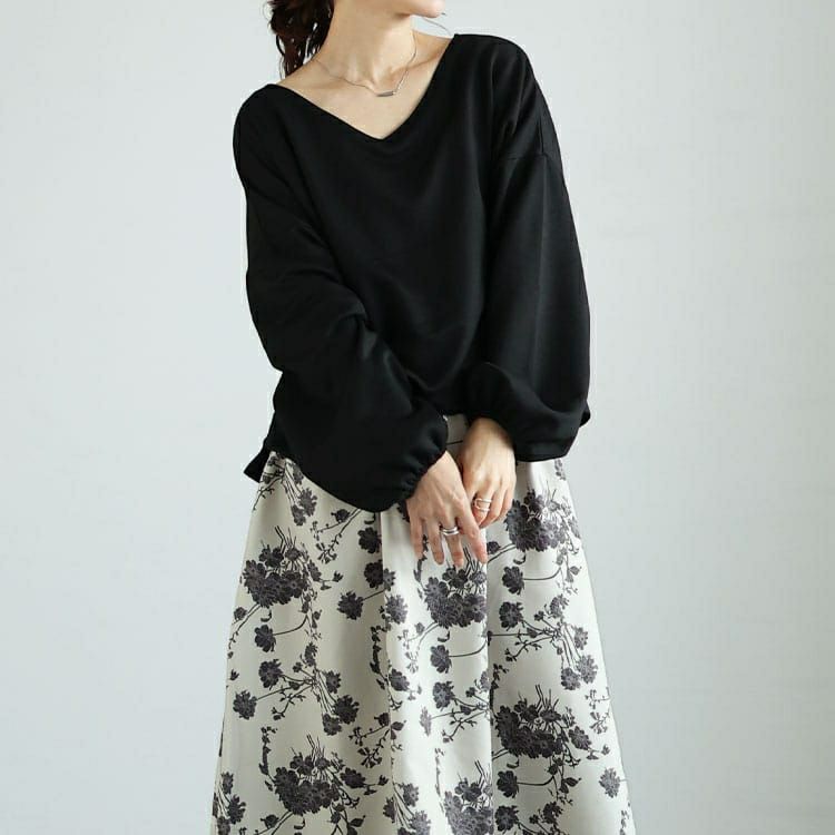 大きいサイズ レディース ブーケ柄Vネックドッキングワンピース　sw-0700