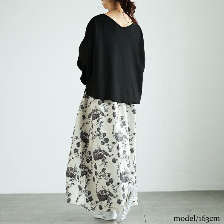 大きいサイズ レディース ブーケ柄Vネックドッキングワンピース　sw-0700