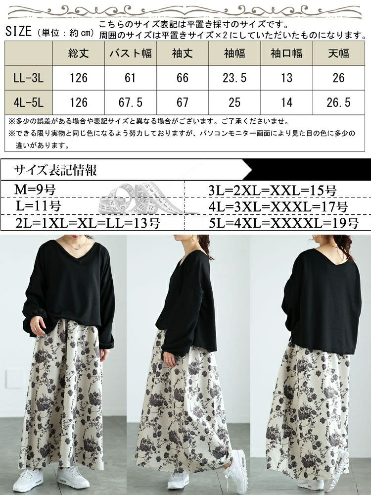 大きいサイズ レディース ブーケ柄Vネックドッキングワンピース　sw-0700