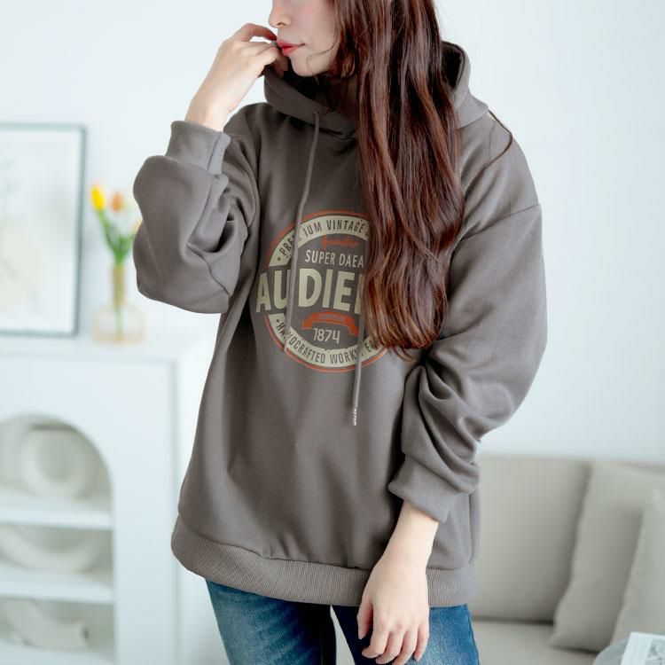 大きいサイズ レディース ロゴスウェットパーカー　goldy-1620 グレー