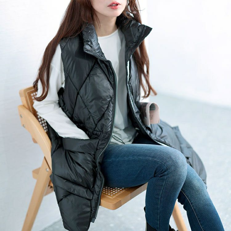 大きいサイズ レディース ダイヤキルトドロスト中綿ベスト　goldy-1619