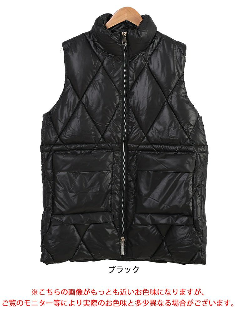 大きいサイズ レディース ダイヤキルトドロスト中綿ベスト　goldy-1619