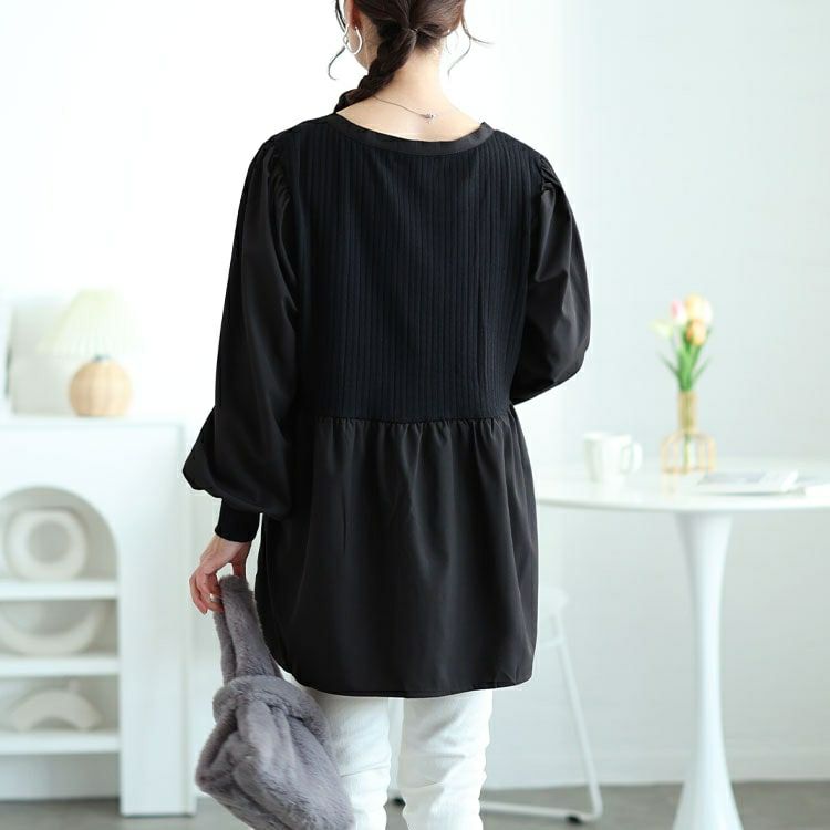 イベントセール】 大きいサイズ レディース リブニット切り替え