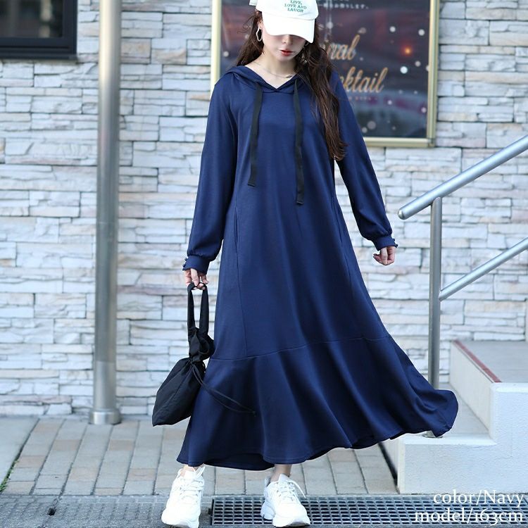 大きいサイズ レディース マーメイドパーカーワンピース maru-30082