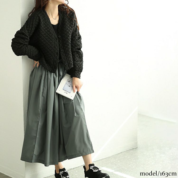 大きいサイズ レディース キルティングカーディガン＆異素材切り替えワンピース2点セット　maru-30096