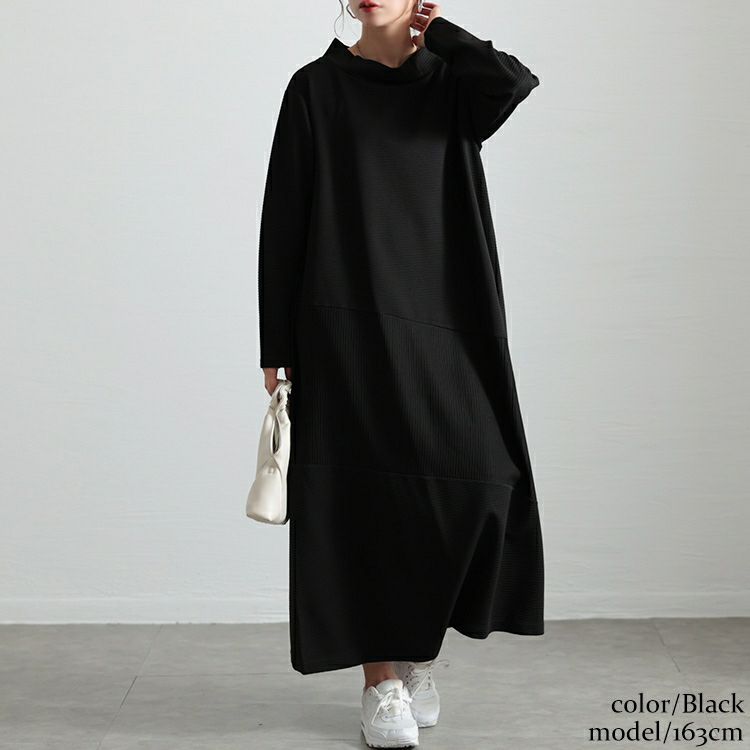 大きいサイズ レディース クレイジー切り替えミニハイネックワンピース　maru-30095