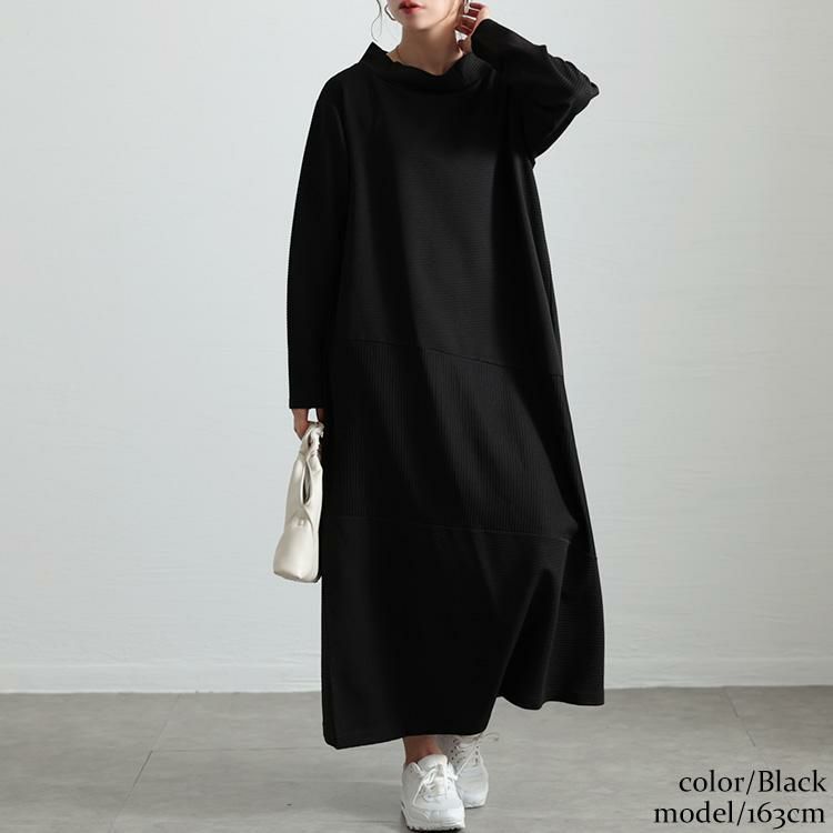 大きいサイズ レディース クレイジー切り替えミニハイネックワンピース