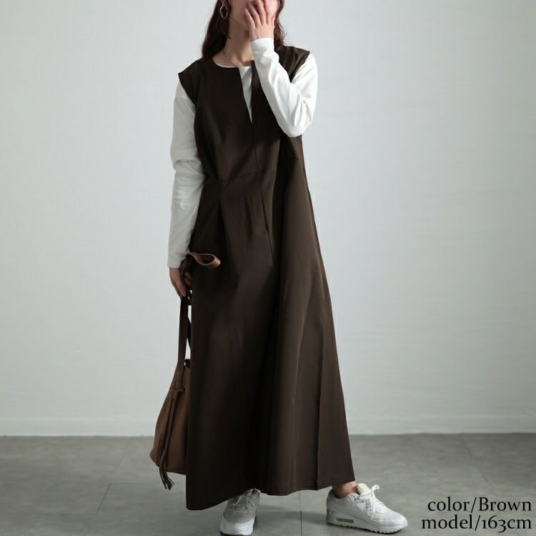 大きいサイズ レディース ウエストタックフレアジャンパースカート　maru-30094