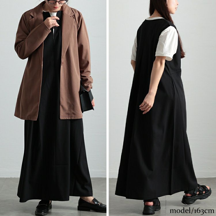 大きいサイズ レディース ウエストタックフレアジャンパースカート　maru-30094