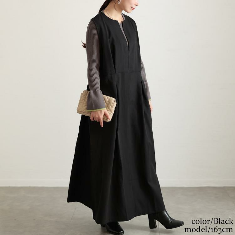 大きいサイズ レディース ウエストタックフレアジャンパースカート