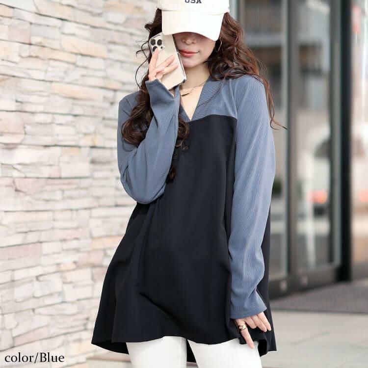 大きいサイズ レディース ビスチェドッキングVネックチュニック maru