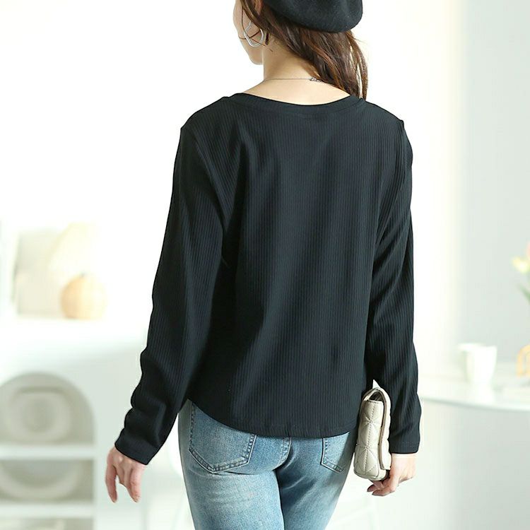 大きいサイズ レディース リボンチャーム付きリブニット　goldy-1622