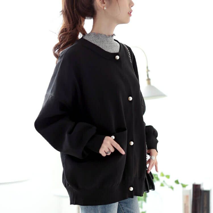 大きいサイズ レディース パールボタンニットカーディガン　bro-0059