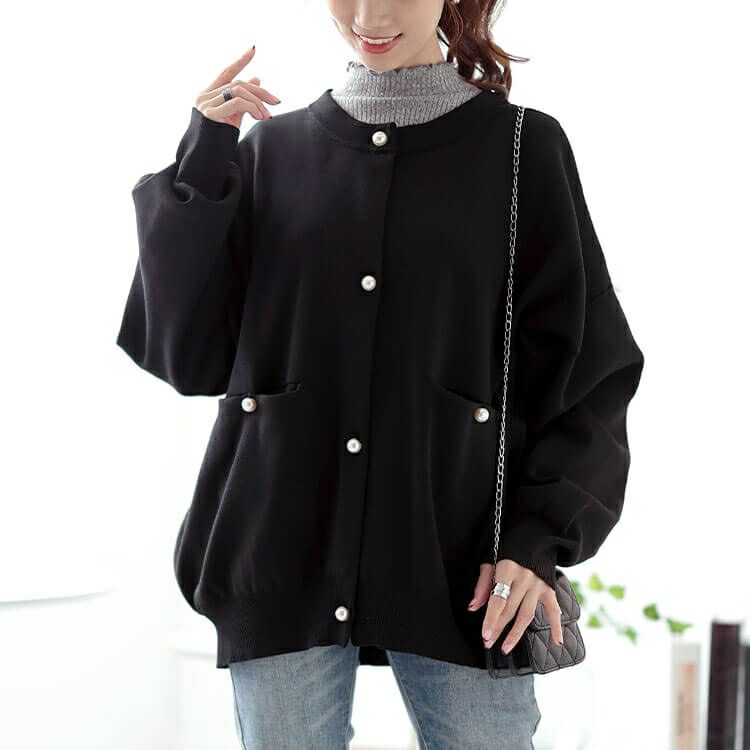 大きいサイズ レディース パールボタンニットカーディガン　bro-0059