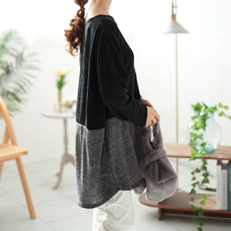 大きいサイズ レディース 胸ポケットバイカラー切り替えプルオーバー　cast-5552005 【メール便可】