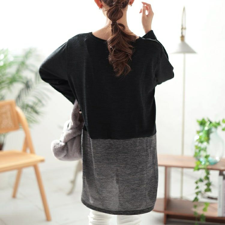 大きいサイズ レディース 胸ポケットバイカラー切り替えプルオーバー　cast-5552005 【メール便可】