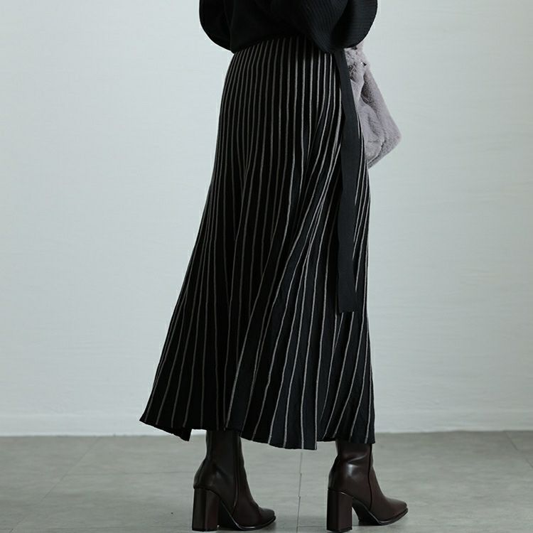 大きいサイズ レディース ストライプニットドッキングワンピース　maru-20012