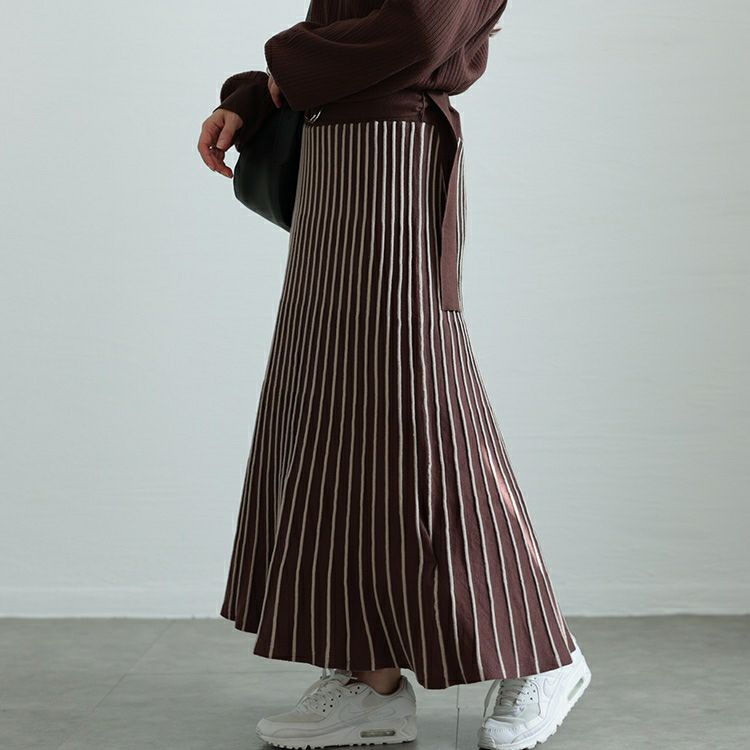 大きいサイズ レディース ストライプニットドッキングワンピース　maru-20012