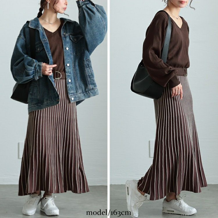 大きいサイズ レディース ストライプニットドッキングワンピース　maru-20012