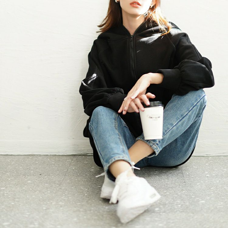 大きいサイズ レディース 裏起毛ビッグフードドルマンZIPパーカー　maru-30084