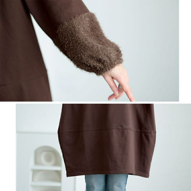 大きいサイズ レディース ラメシャギー切り替えコクーンチュニック　fem-549