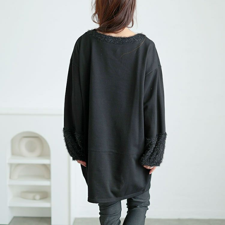 大きいサイズ レディース ラメシャギー切り替えコクーンチュニック　fem-549